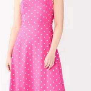 NWT Draper James Pink and White Bow Strap Midi Dress